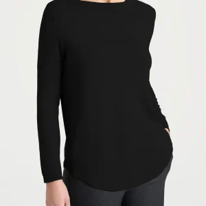 Maglietta con collo a barchetta in Eco Viscosa - Nero