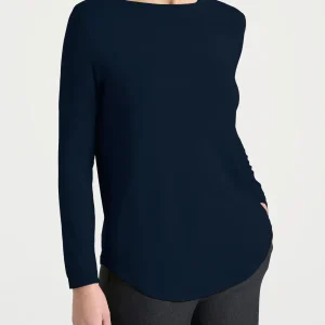 Maglietta con collo a barchetta in Eco Viscosa - Bleu