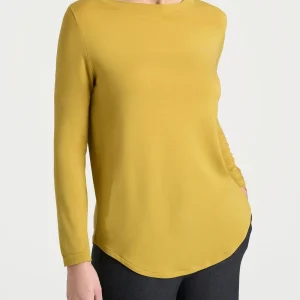 Maglietta con collo a barchetta in Eco Viscosa - Oil Yellow