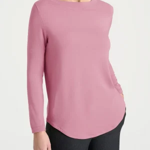 Maglietta con collo a barchetta in Eco Viscosa - Lilas