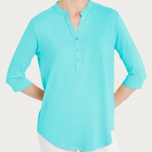 Maglietta a manica 3/4 in Viscosa Summer - Pool Blue