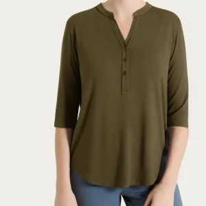 Maglietta a manica 3/4 in Viscosa Summer - Dark Olive