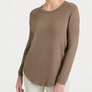 Maglietta girocollo con manica lunga in Eco Viscosa - Pine Bark
