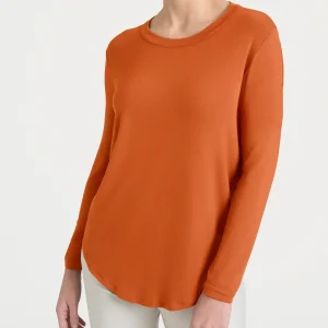 Maglietta girocollo con manica lunga in Eco Viscosa - Rust