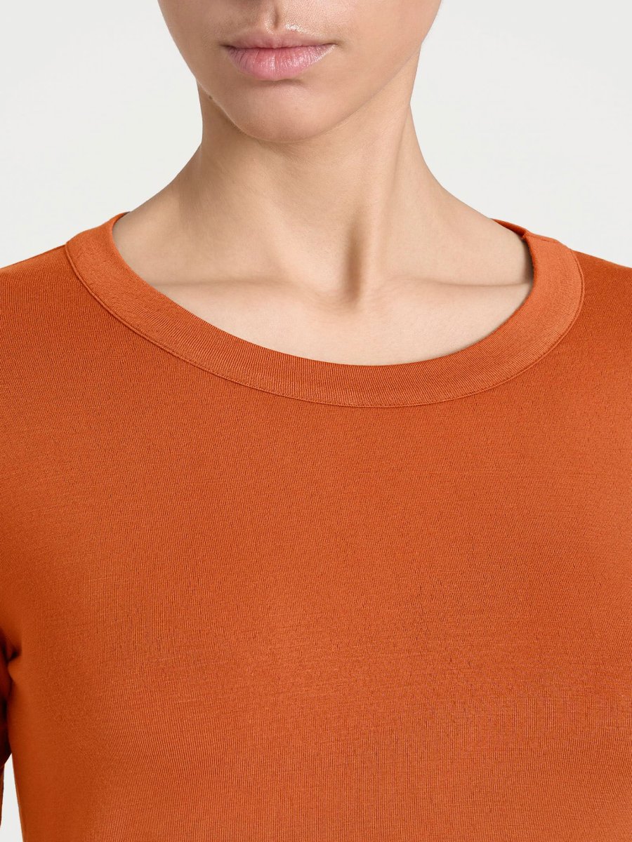 Maglietta girocollo con manica lunga in Eco Viscosa - Rust - immagine 4