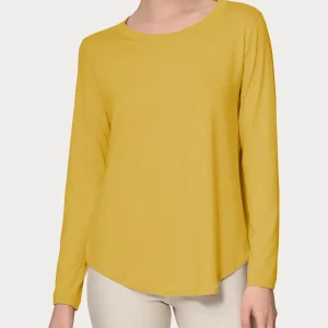 Maglietta girocollo con manica lunga in Eco Viscosa - Oil Yellow