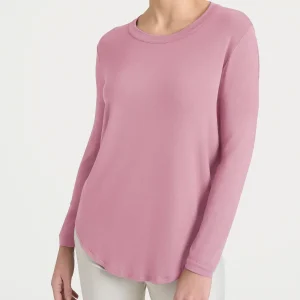 Maglietta girocollo con manica lunga in Eco Viscosa - Lilas