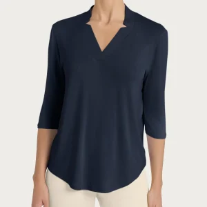 Maglietta con scollo a V in Viscosa Summer - Bleu