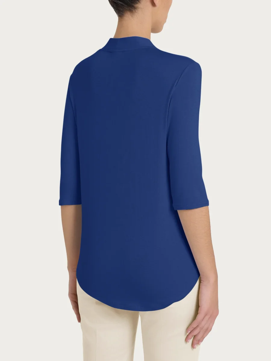 Maglietta con scollo a V in Viscosa Summer - Blueberry - immagine 3