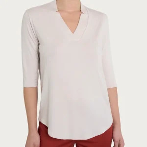 Maglietta con scollo a V in Viscosa Summer - Champignon