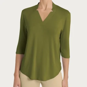 Maglietta con scollo a V in Viscosa Summer - Sphagnum