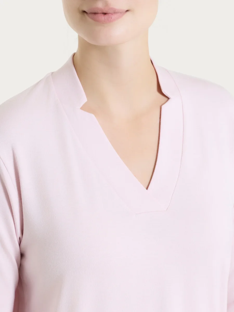 Maglietta con scollo a V in Viscosa Summer - Pale Lilac - immagine 5