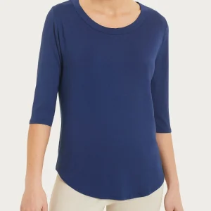 Maglietta girocollo in Viscosa Summer - Blueberry