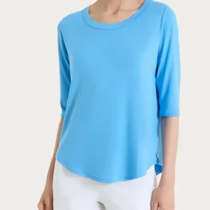 Maglietta girocollo in Viscosa Summer - Azure Blue