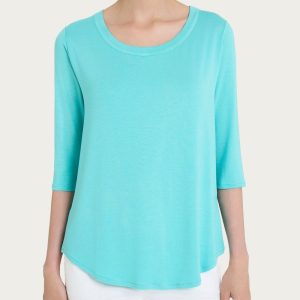 Maglietta girocollo in Viscosa Summer - Pool Blue