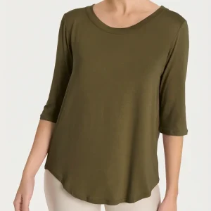 Maglietta girocollo in Viscosa Summer - Dark Olive