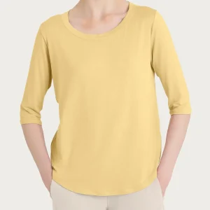 Maglietta girocollo in Viscosa Summer - Pale Banana