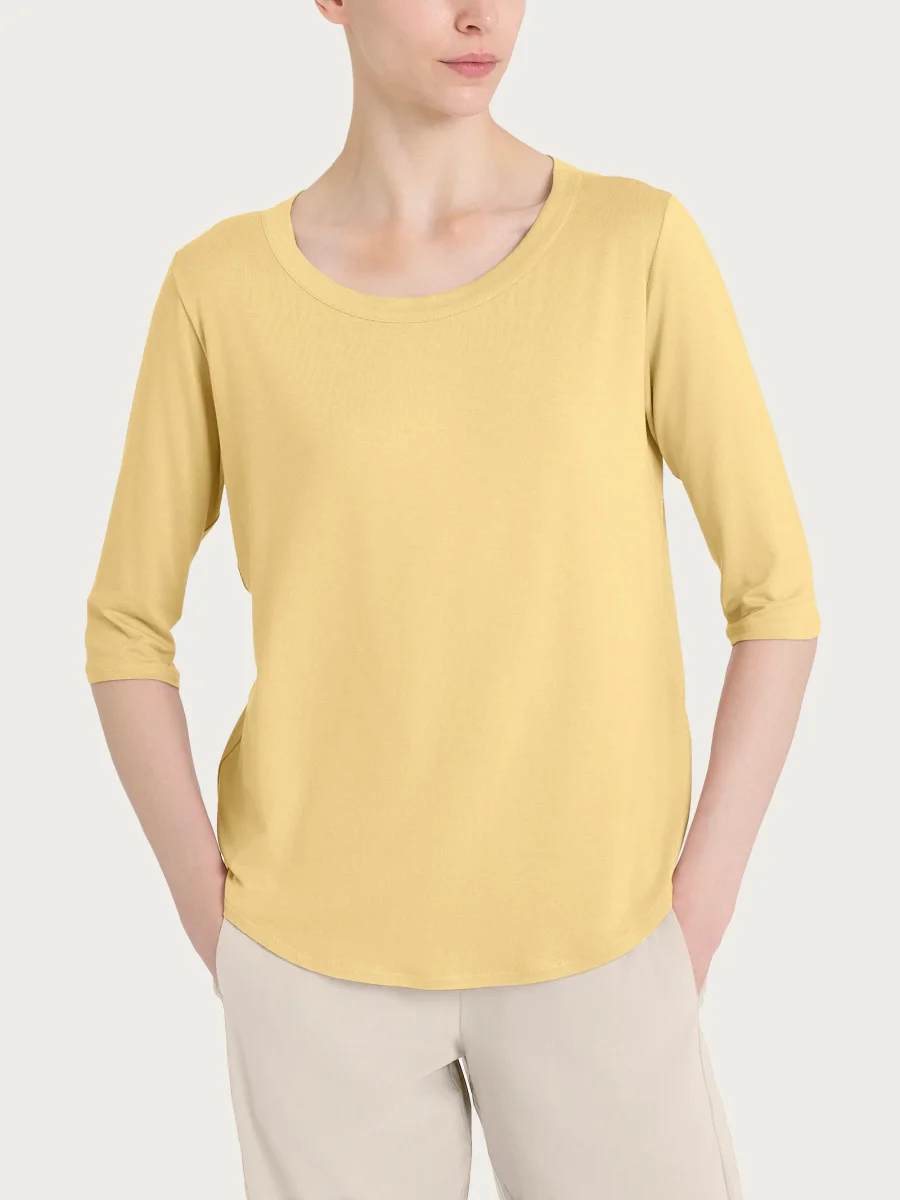 Maglietta girocollo in Viscosa Summer - Pale Banana - immagine 2