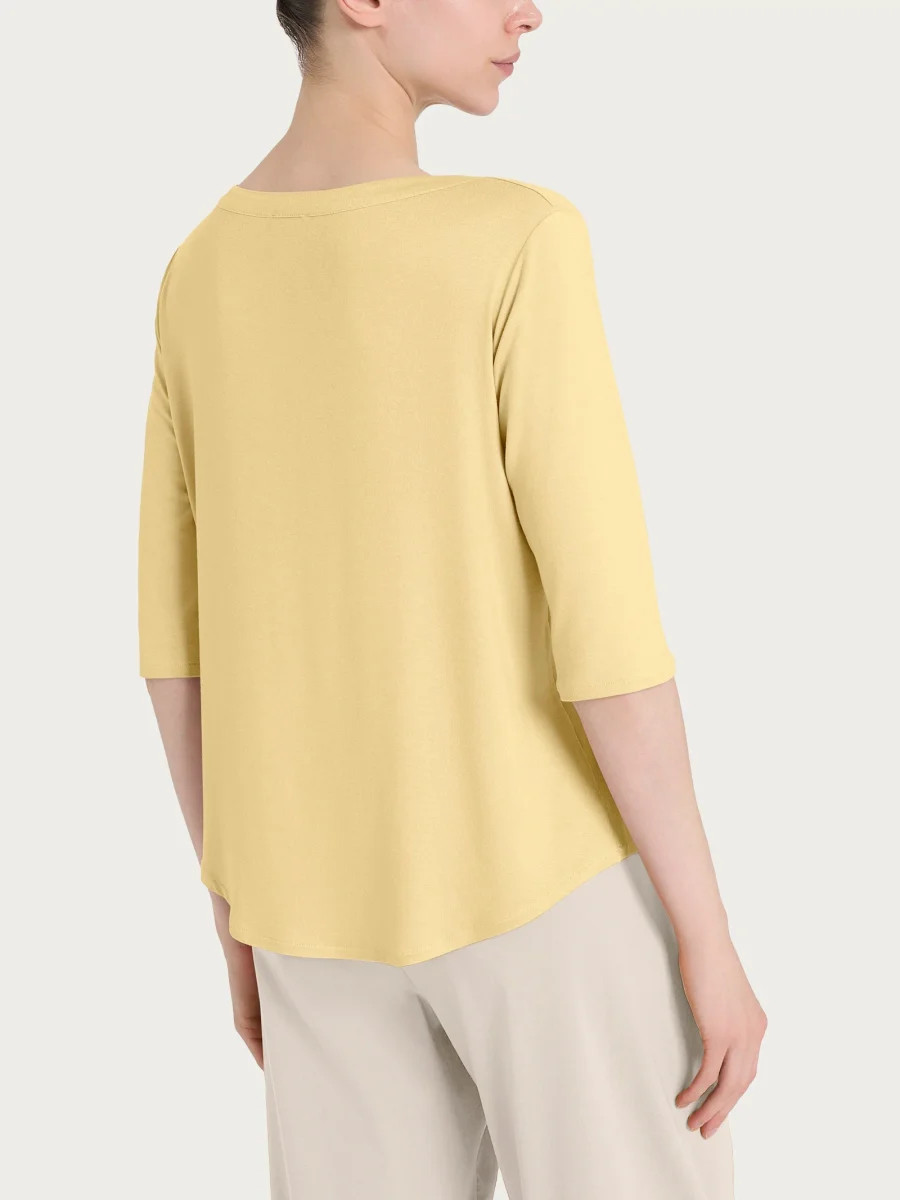 Maglietta girocollo in Viscosa Summer - Pale Banana - immagine 3