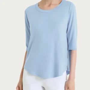 Maglietta girocollo in Viscosa Summer - Dusty Blue