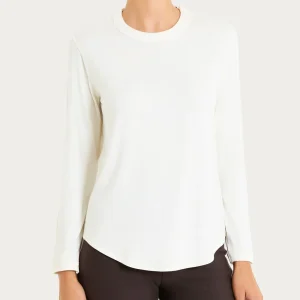 Maglietta a girocollo chiuso in Eco Viscosa - Avorio