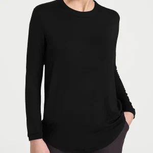 Maglietta a girocollo chiuso in Eco Viscosa - Nero