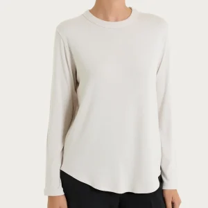 Maglietta a girocollo chiuso in Eco Viscosa - Champignon