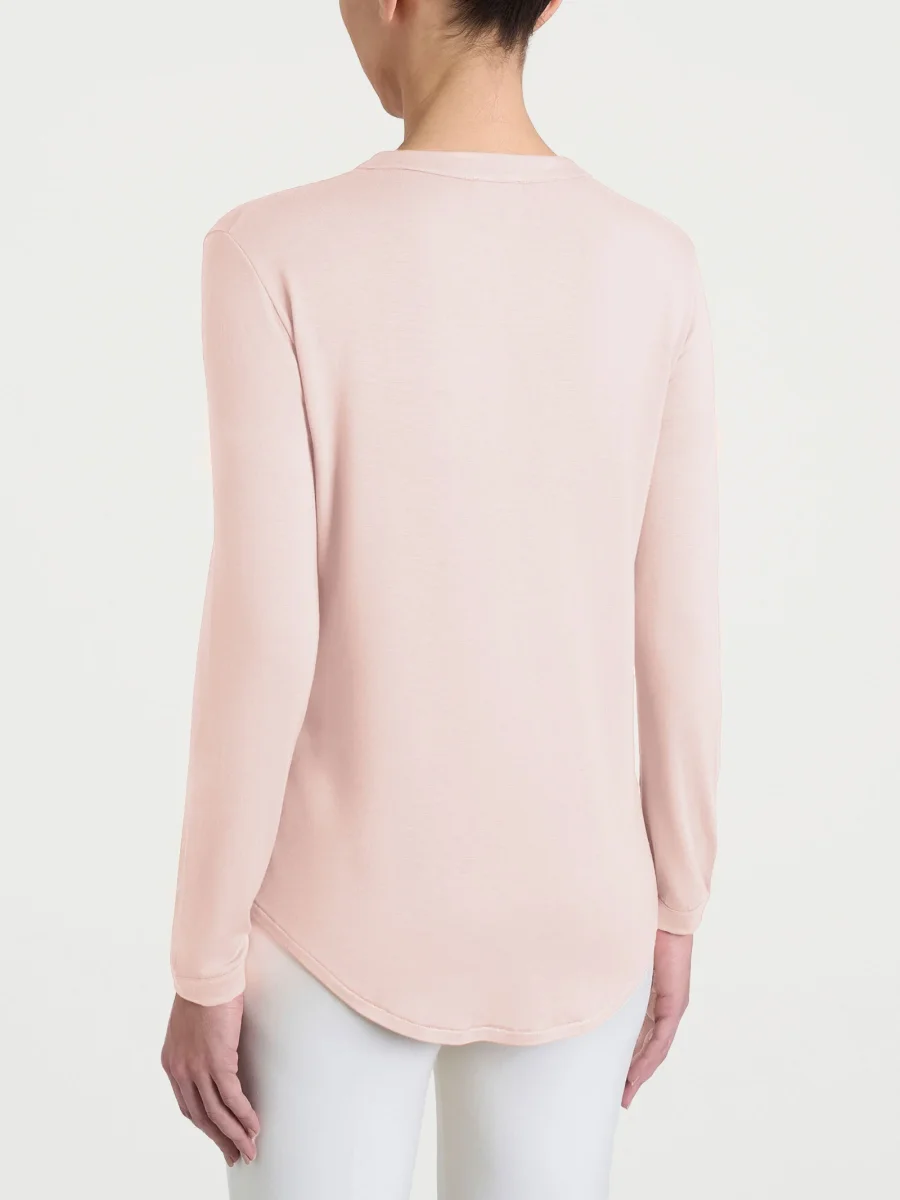 Maglietta a girocollo chiuso in Eco Viscosa - Cameo Rose - immagine 3