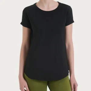 T-shirt girocollo in slub jersey di cotone - Nero