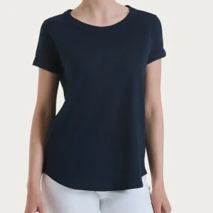 T-shirt girocollo in slub jersey di cotone - Bleu