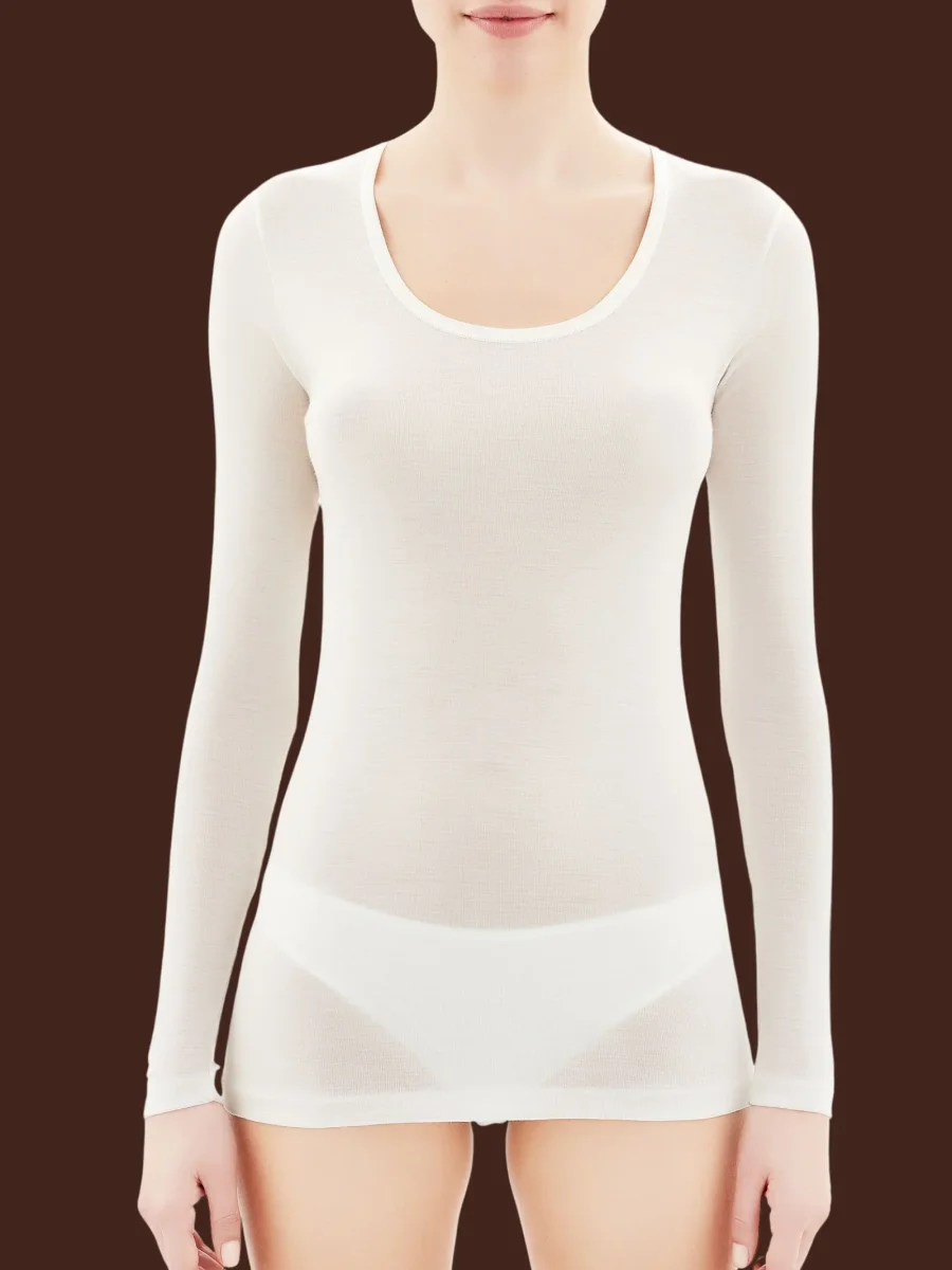 Wonderwool - Maglietta manica lunga in lana ultrafine - B.co Seta - immagine 4