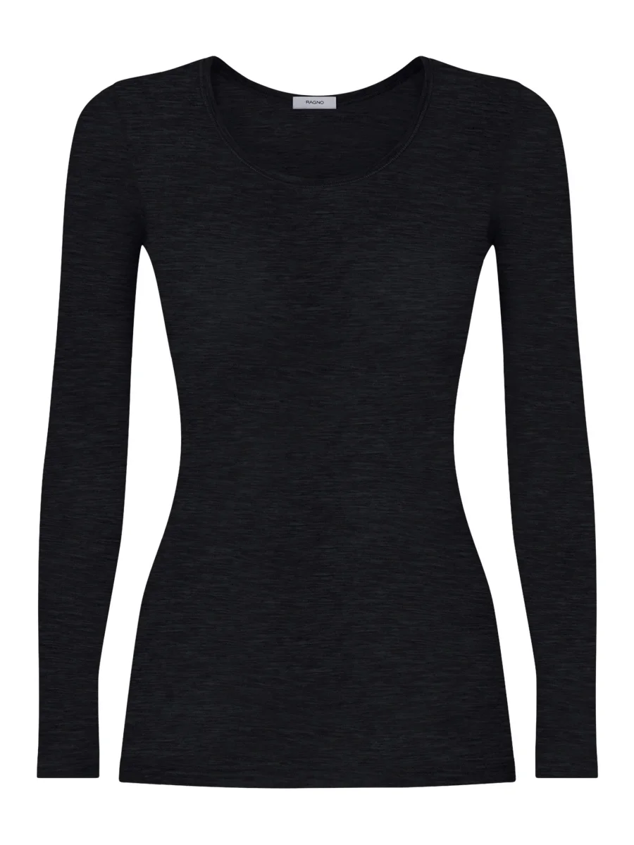 Wonderwool - Maglietta manica lunga in lana ultrafine - Nero