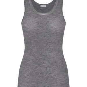 Wonderwool - Canottiera in lana ultrafine con profili in raso - Vapore Mel.