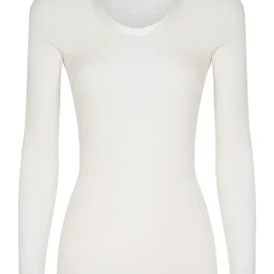 Wonderwool - Maglietta manica lunga in lana ultrafine con profili in raso	 - B.co Seta