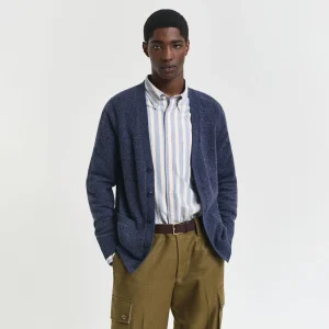 Cardigan con bottoni in misto lana mélange