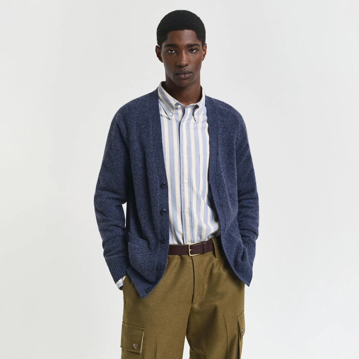 Cardigan con bottoni in misto lana mélange - immagine 2