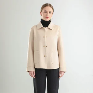 Cappotto Monocolore Girocollo da Donna per l'Autunno e l'Inverno
