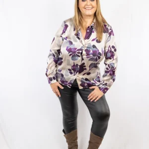 SusyStar - Camicia satin fantasia fiori - Art. ST32879