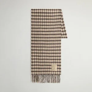 Sciarpa in pura lana con motivo a quadri in jacquard