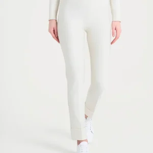 Pantalone slim dritto in Compact - Avorio