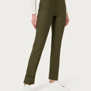 Pantalone slim dritto in Compact - Dark Olive