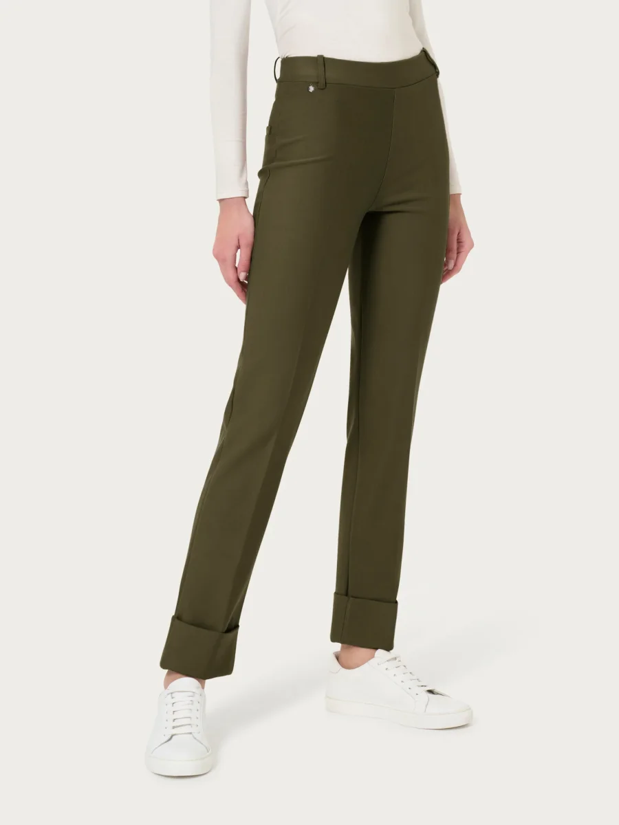 Pantalone slim dritto in Compact - Dark Olive