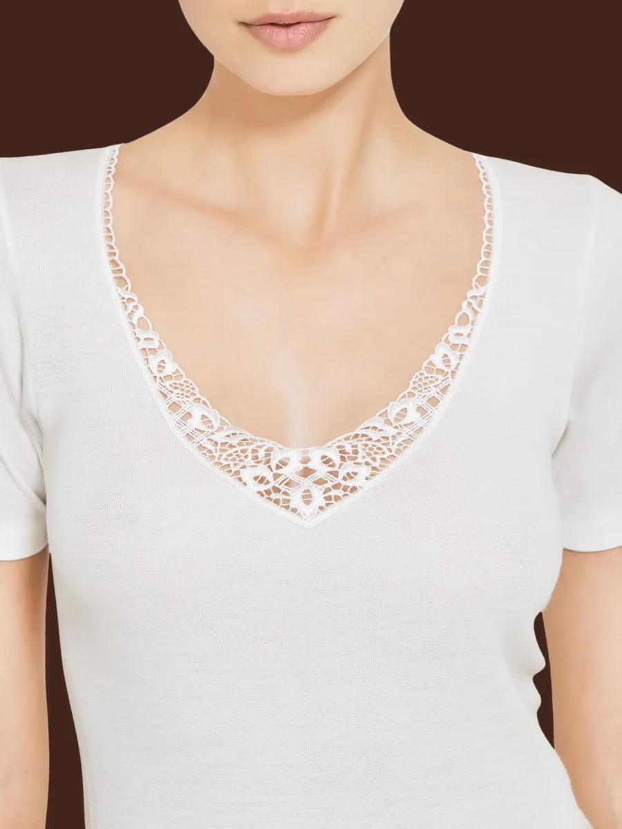 Sintonia - Maglietta in tessuto doubleface - B.co Lana - immagine 4