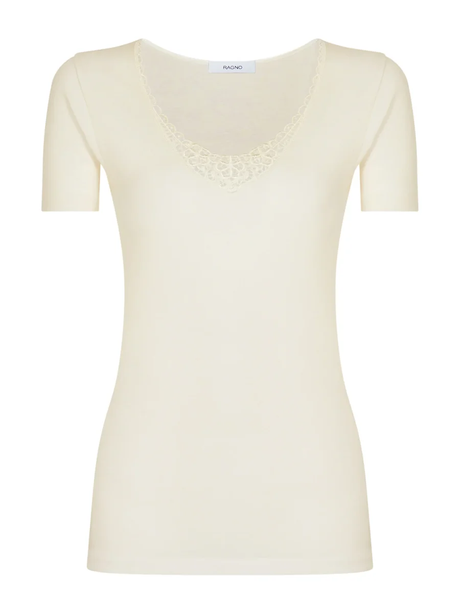 Sintonia - Maglietta in tessuto doubleface - B.co Lana - immagine 2