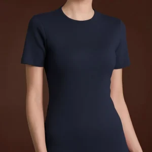 Maglietta con girocollo chiuso in Thermo Cotton - Bleu