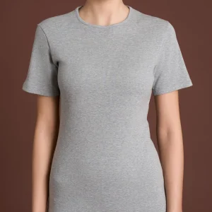 Maglietta con girocollo chiuso in Thermo Cotton - Argento Mel.