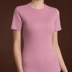 Maglietta con girocollo chiuso in Thermo Cotton - Lilas