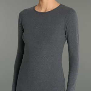 Maglietta girocollo in Thermo Cotton - Piombo Mel.