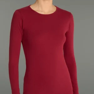 Maglietta girocollo in Thermo Cotton - Granata