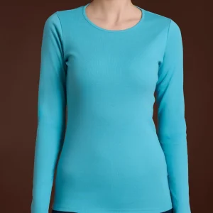 Maglietta girocollo in Thermo Cotton - Milky Blue